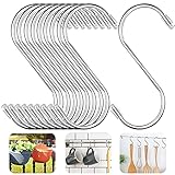 S Haken Silber, 10 Stück Edelstahl S-Haken, Anti-Rost Metall, Edelstahl S-förmige Haken, Metall Hängende Haken, Silber Metallhaken, S-Haken Garderobe(Silber)