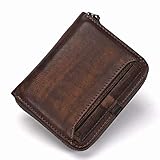 TYXL Wallet Männer Schließen Kopf Cowhand Wallet Männer Retro Wallet Vertical Zipper Beiläufige Jugend Wallet 11 * 9 * 2.5cm (Color : Brown)