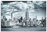 Artland Wandbild Alu für Innen & Outdoor Metall Bild 30x20 cm Stadtbilder USA New York Manhattan Skyline Schwarz Weiß U2GN