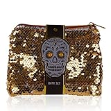 accentra Geschenkset SKULL CHIC Pflege Set im White Musk Duft - 3-teiliges Geschenk-Set in stylischer Pailletten-Kosmetiktasche im Totenkopf Look