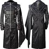 2021 Herren Steampunk Frack Schwarz,Halloween Kostüm Herren Trenchcoat Gothic Jacke Herren Vintage Mittelalterlicher Stil Mantel Männer Retro Gothic Rollenspiel Männlich Halloween Party Outfit Anzug