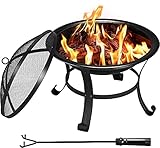 XLLQYY Eisen Garten Feuerstelle Korb Heizstrahler Schwarz Gusseisen Kohlenbecken Heizung Multifunktionale Camping Schüssel BBQ für Hinterhof Camping Picknick Lagerfeuer G