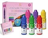 GoodBake Lebensmittelfarbe, 6 Farben Set, hochkonzentriert & zuckerfrei, hochpigmentiert, Schleim, Getränke, Happy Drop System - 6 x 11ml auch für Slime (66ml)