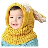 xczbb Schal Kinder Hüte Pom Pom Ball Hat Kinder Mützen Mütze Mädchen Jungen Winter Warm Wolle Mit Kapuze Hut Baby Schals Kleinkindkappen (Color : Yellow, Size : Size fits All)