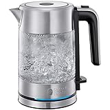 Russell Hobbs Mini-Glas-Wasserkocher Compact, 0,8l, 2200W, LED Beleuchtung, Kalkfilter, optimierte Ausgusstülle, platzsparend, kleiner Reisewasserkocher, kompakter Teekocher 24191-70