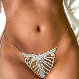Sethain Jahrgang Strass Unterwäsche Kette Gold Funkelnd Kristall Bikini Höschen Flügel Körperketten Nachtclub Schmuckzubehör für Frauen und M