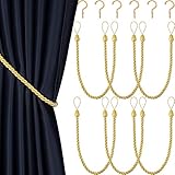 Blulu 6 Stücke Geflochtene Vorhang Raffhalter Seil Gürtel Vorhang Krawatten Handgefertigte Vorhanghalterungen Vorhang Raffhalter mit Metall Vorhang Raffhalter Haken für Fenster Zubehör, G