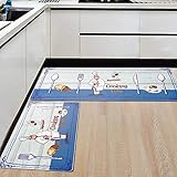 2 Stück Küchenläufer Set, rutschfest waschbar Küchenteppich mit Wasserdicht PVC, Teppich Läufer Küchenmatte für Küche, Flur, Schlafzimmer, Wohnzimmer, Badezimmer, Modernes Design(120x44cm+77x44cm)