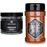 Ankerkraut Fermentierter Pfeffer, 150g im Tiegel, Ungetrocknete mit feuchtem Meersalz veredelte Pfefferbeeren & Magic Dust, 230g im Streuer, BBQ-Rub G