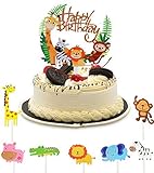 Cake Toppers Zoo,Kuchendeko Tiere,Geburtstag Tortendeko Junge,Kinder Baby Dusche Geburtstag Party Supplies,Tier Kuchendeckel Topper,Cupcake Deko Muffin Torten,Happy Birthday Tiere,Muffin Deko(43pcs)