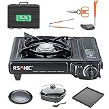 Mianova Megaset RS-2800 Campingkocher Gaskocher 1 flammig BBQ Anzünder Grill Grillanzünder Gaskartuschen Gas Kocher Herd Outdoor Set Zubehör 8 Gasflaschen Grillp