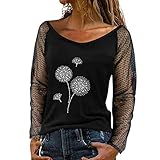 Damen Sweatshirt Schulterfrei Oberteile Sexy Glitzer Langarmshirt Casual Mode Langarm Shirt Bluse Tops Tunika Elegant Pullover Jumper Female Herbst Winter Streetwear (#5 A, L)
