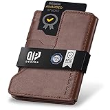 QIP® Slim Wallet mit Münzfach [RFID Schutz] - Edles Echtleder Karten Portmonnaie - TÜV-GEPRÜFT Kreditkartenetui für Herren - Geldbörse Herren klein Smart Wallet Mini W