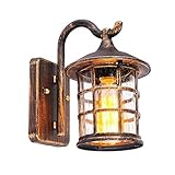 SUZNIU Antike Wandleuchte Außen Wandlampe wasserdichte, E27 Birne, Glas und Aluminium, IP44, Hof Garten Terrasse Flur Vintage Wandbeleuchtung (Color : Brown)