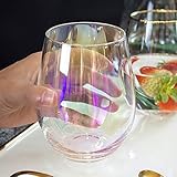 Weinglas ohne Stiel, Kristall-Rotweingläser – Einzigartig, für Frauen, Hochzeit, Weihnachten, Geburtstag – 500 ml, Kunststoff Weinglas (schillernd)