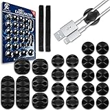 AXETIC | Premium Kabelhalter − 24 Kabelclips Kabelhalter - Vielzweck Kabelführung - Kabel Organizer Set für Schreibtisch, Ladekabel, Netzkabel & USB