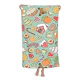 RAUP Luxus Strandtücher, 100% Polyester Pool Badetuch Weihnachtsleckereien Bunte Feiertage Neu zum Sonnenbaden am Pool Lounge Bad oder Yoga Weiche, saugfähige Haut ohne Schrumpfung (32 * 52 Zoll)