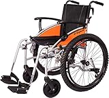 MobiQuip G-Explorer All Terrain Leichtgewichtiger, zusammenklappbarer, manueller selbstfahrender Aluminium-Rollstuhl mit Schnellentriegelungsrädern, silberner Rahmen, 45,7 cm S