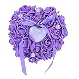 stronerliou Romantische Rose Hochzeit begünstigt Herz Perle Geschenk Ring Box Kissen Kissen Weiß R