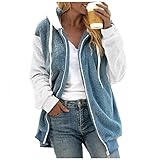 Bluelucon Kunstpelzmantel Damen Camouflage Parka Plüsch Jacke WarmeWarme BuntFleecejacke Plüschjacke Kunstpelz Hoodie Jacke Plüschmantel Kapuzenjacke Strickjacke Full Zip Winterjacke W