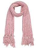 Leslii Damen-Schal Chenille-Schal kuscheliger Strick-Schal weicher Winter-Schal rosa Fransen-Schal in R