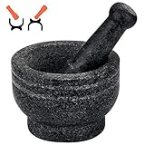 Tera 2 in 1 Mörser und Stößel Set doppelseitig, 2 Tassen Fassungsvermögen, Mörser mit Stößel aus poliertem Granit Genießen S