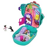 Polly Pocket GKJ46 - Kaktus-Reiterhof Schatulle mit lustigen Überraschungen, den kleinen Puppen Polly und Shani, 2 Pferde-Figuren und Stickerbogen; Spielzeug für Kinder ab 4 J