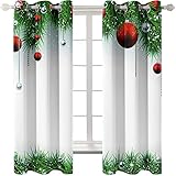 KLily 3D Digitaldruck Weihnachtsvorhänge Polyestermaterial Dicke Schattierung Frei Perforierte Rundlochstange Weihnachtsvorhang Home Wohnzimmer Schlafzimmer Szenenlayout Geeig