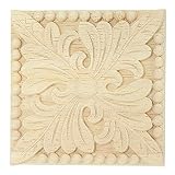 Fltaheroo Naturholz Applikationen Quadrat Blume Carving Decals Dekorative Holzleisten Fuer Schranktuer Moebel Dekor Handwerk 8x8cm 10x10