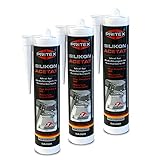 Silikon Sanitär 3 x 300 ml | GRAU | Acetat für Bad Dusche und WC | schimmelresistent | zum Abdichten und Verfug