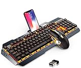 Tastaturen Spiel drahtlose Tastatur und Maus Abgehängte Keycap Mechanische Gefühl Metal Panel Gaming wiederaufladbare Tastatur Maus Combo 3800mAh Lithium-B