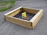 Massiver Sandkasten Bär aus Kiefernholz imprägniert 150 x 150 cm Sandkiste Buddelkiste Sandbox Spielkasten Bohlen 60