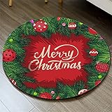 Hao-zhuokun Rund Weihnachtsteppich,Weihnachten Area Rug,Weihnachts Drucken Teppich,rutschfest Weihnachtsteppich für Wohnzimmer,Kinderzimmer,Schlafzimmer und die Küche geeig