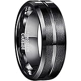 NUNCAD Ringe für Herren/Damen Schwarz Wolframcarbid Ring Kratzfest 8mm Edler Wolfram Ring als Verlobungsringe/Trauung Ringe/Freundschaftsringe/Partnerring