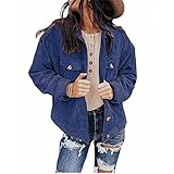 ZFQQ Herbst/Winter Damen Einfarbig Lose Cordjacke Strickjack