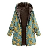 Zilosconcy Winterjacke Damen Lang Warm Sherpa Gefüttert Cardigan mit Kapuzen Pullover Langarm Oversize Reißverschluss Wintermantel Pulli Sweatshirt Jacke Casual Plüschjacke Frau Drucken Strickjack