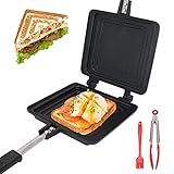 Pfanne Doppelseitig, Toastpfanne mit Hitzebeständigem Griff Antihaftbeschichtete Tortillas Bratpfanne Camping Toaster Sandwich Maker für Frühstück Camping O