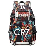 Lorh's store Fußballer Star Cristiano Ronaldo leuchtender Multifunktionsrucksack CR7 Reisestudentenrucksack Fußballfans Büchertasche für Männer Frauen (R-Muster 2)