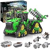 AKOGD Technik Ferngesteuert Traktor, Technik Groß Motorisierter Traktor Modell für John Deere 9620 RX, MOC Klemmbausteine Bauset Kompatibel mit Lego Technik Trak