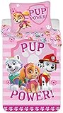 Paw Patrol Mädchen-Bettwäsche · Kinderbettwäsche/Babybettwäsche ·Baumwolle · Rosa, Pink · PUP Power · Wendebettwäsche · Kissenbezug 40x60 Bettbezug 100x135