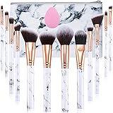 Make Up Pinsel Set Start Makers Professional 12Pcs Set Aus Marmor Make up Pinseln Mit Foundation Lidschatten Augenbrauenpinsel Schwammquaste und Kosmetik