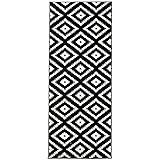 Carpeto Rugs Teppich Läufer Flur - Orientalisch Geometrisch Teppichläufer - Kurzflor, Weich - Flurläufer für Wohnzimmer, Schlafzimmer - Teppiche - Meterware - Schwarz - 70 x 150