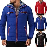 Steppjacke Herren Mit Kapuze Winterjacke Mit Futter Hooded Parka Fake Zwei Mäntel Leicht Daunenjacke Reißverschluss Wintermantel Kapuzenjacke Outdoor Gesteppte Jacke Winddicht Kälteschutz Slim F