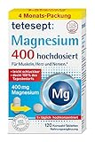 tetesept Magnesium 400 – Nahrungsergänzungsmittel für Muskeln, Herz und Nerven – besonders leicht schluckbar - 4 Monats-Vorteilspack – 1 x 120 Kompakt-Tab