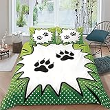 Csuper Kätzchen-Fußabdrücke 3D-Digitaldruck-Bettbezug Bettbezug Aus Poly-Baumwolle Mit Verstecktem Reißverschluss Geeignet Für Familienhotelzimmer Studentenw