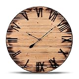 Cander Berlin Vintage Wanduhr ASKO XXL 80 cm lautlos geräuschlos Massivholz Vintage Wohnzimmer analog ohne Tickgeräusche groß H