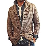 KXZD Herren Strickjacke Cardigan Feinstrick Männer Cardigan Grobstrick mit V-Ausschnitt Schalkragen Casual Top Fashion Elegante Spring Autumn Herren Sweater Leichte Strickjacke Täglich Lässiges Top