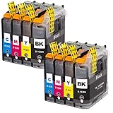 DFGSD LC 163 Kompatible Tintenkassette Ersatz für Brother LC163 für Brother MFC-J470DW MFC-J245 DCP-J752D DCP-J552DW (Black Cyan Magenta Gelb, 4-Pack) 8 Pack