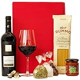 Geschenkset Rom | Italien Geschenkkorb mit Wein & italienischen Spezialitäten | Italienischer Präsentkorb gefüllt mit Rotwein und Delikatessen | Feinkost Geschenkbox für Frauen & M
