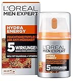 L'Oréal Men Expert Gesichtspflege für Männer, Feuchtigkeitscreme mit Guarana und Vitamin C, Hydra Energy Feuchtigkeitspflege 24H Anti-Müdigkeit, 1 x 50